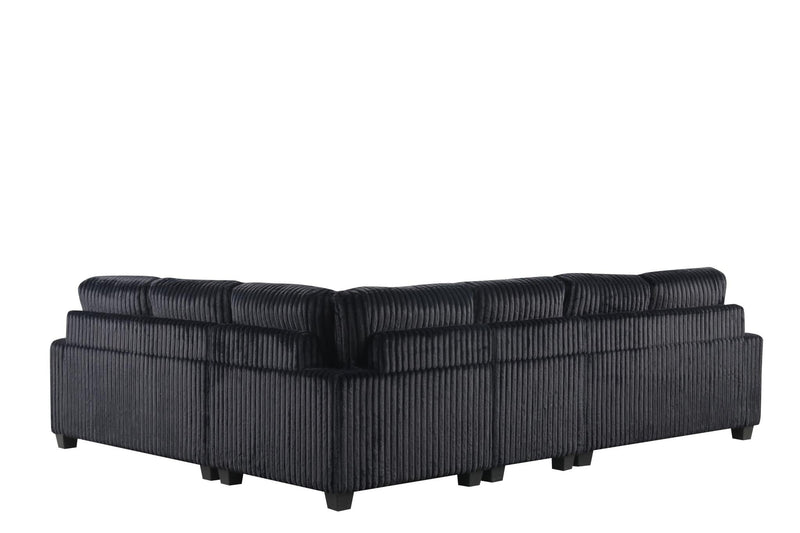 [S510-Sectional] Rana - 5PC Sectional (Black), Fabric, Black Each - S510-Sectional