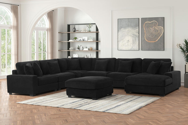 [S515-O] Carla - Ottoman (Black), Fabric, Black With : N/A Box: 1 of 1 Each - S515-O