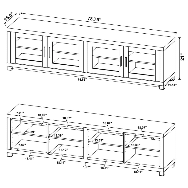 Sachin 4-door Engineered Wood 79-inch TV Stand Dark Pine - 736293