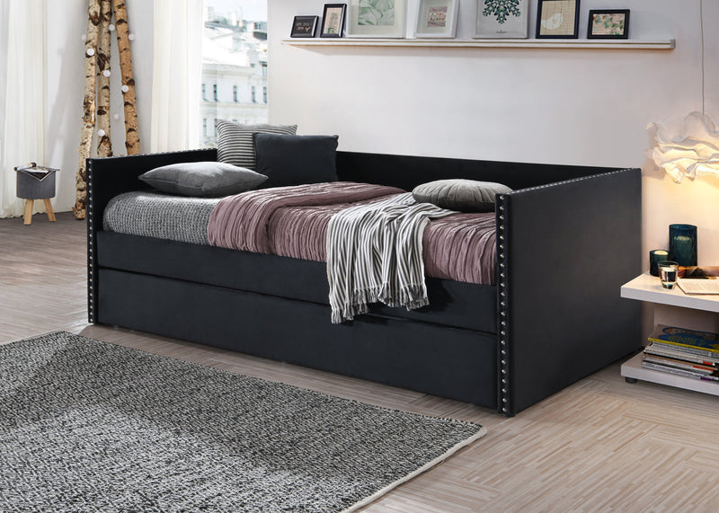 Sadie Black Velvet Twin Daybed - Lara FurnitureDaybed