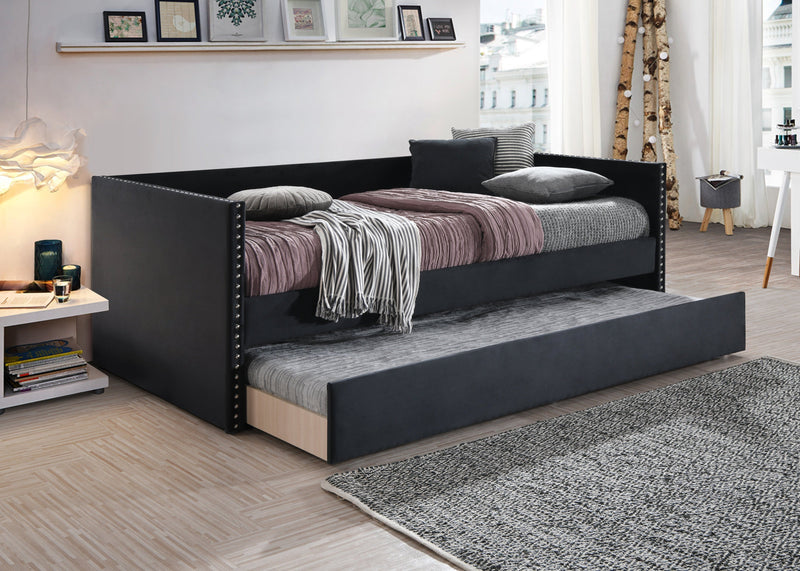 Sadie Black Velvet Twin Daybed - Lara FurnitureDaybed