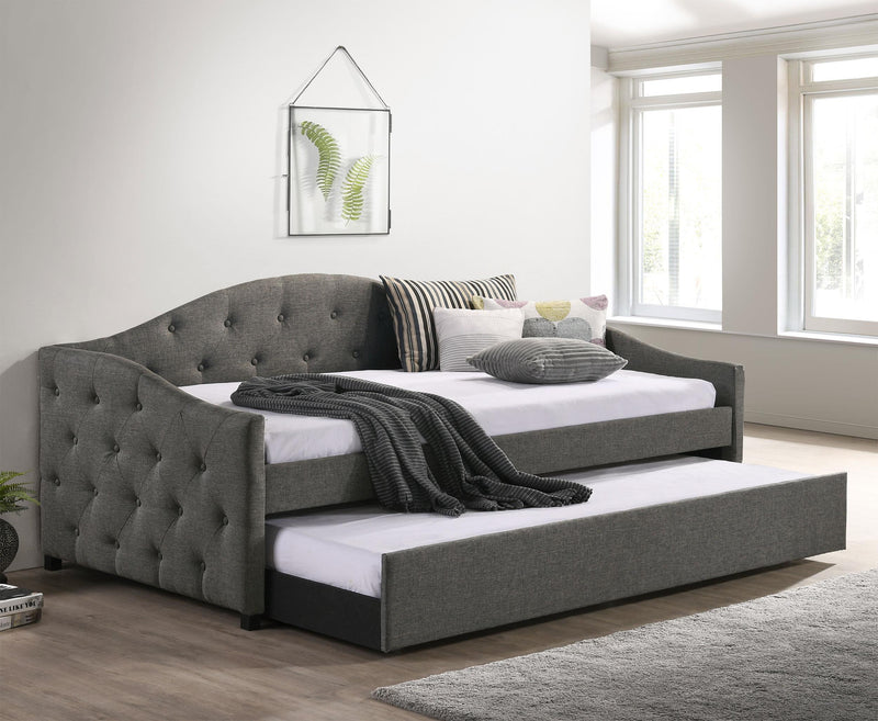 Sadie Upholstered Twin Daybed with Trundle Grey - 300638