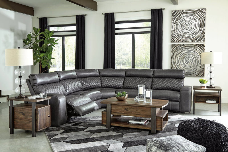 Samperstone Gray 5 - Piece Power Reclining Sectional - Lara FurniturePower Reclining Sectional