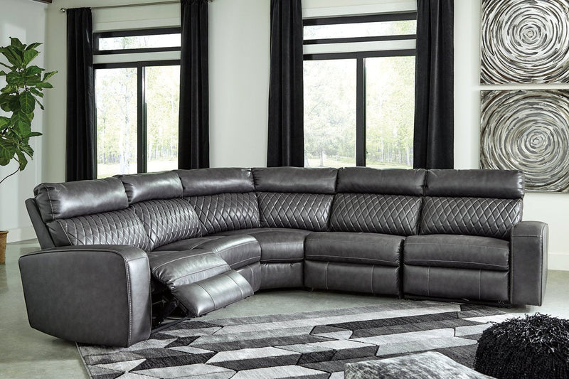 Samperstone Gray 5 - Piece Power Reclining Sectional - Lara FurniturePower Reclining Sectional