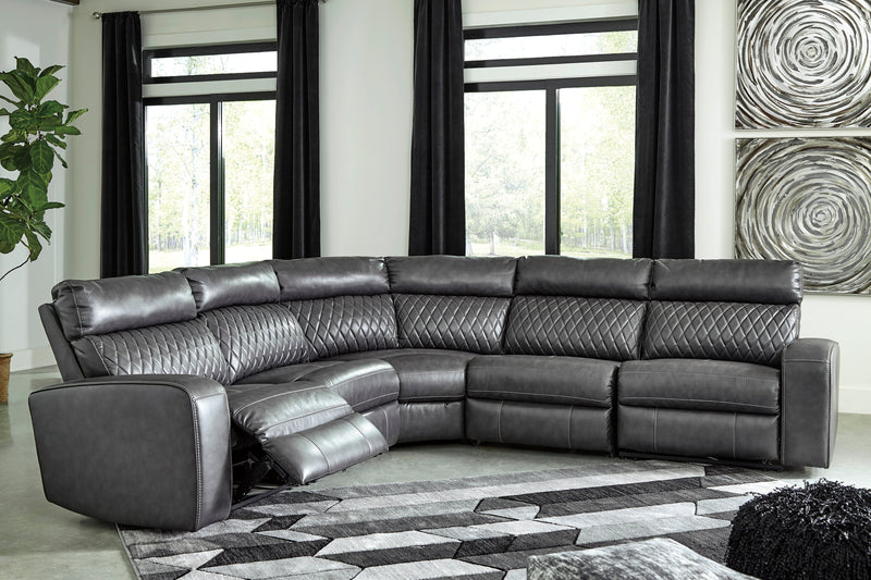 Samperstone Gray LAF Power Reclining Sectional - Lara FurnitureSectional