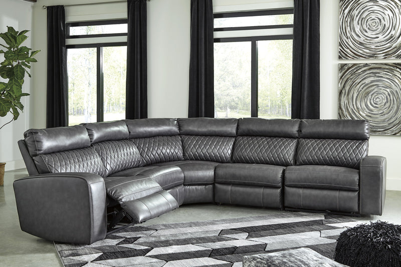Samperstone Gray LAF Power Reclining Sectional - Lara FurnitureSectional