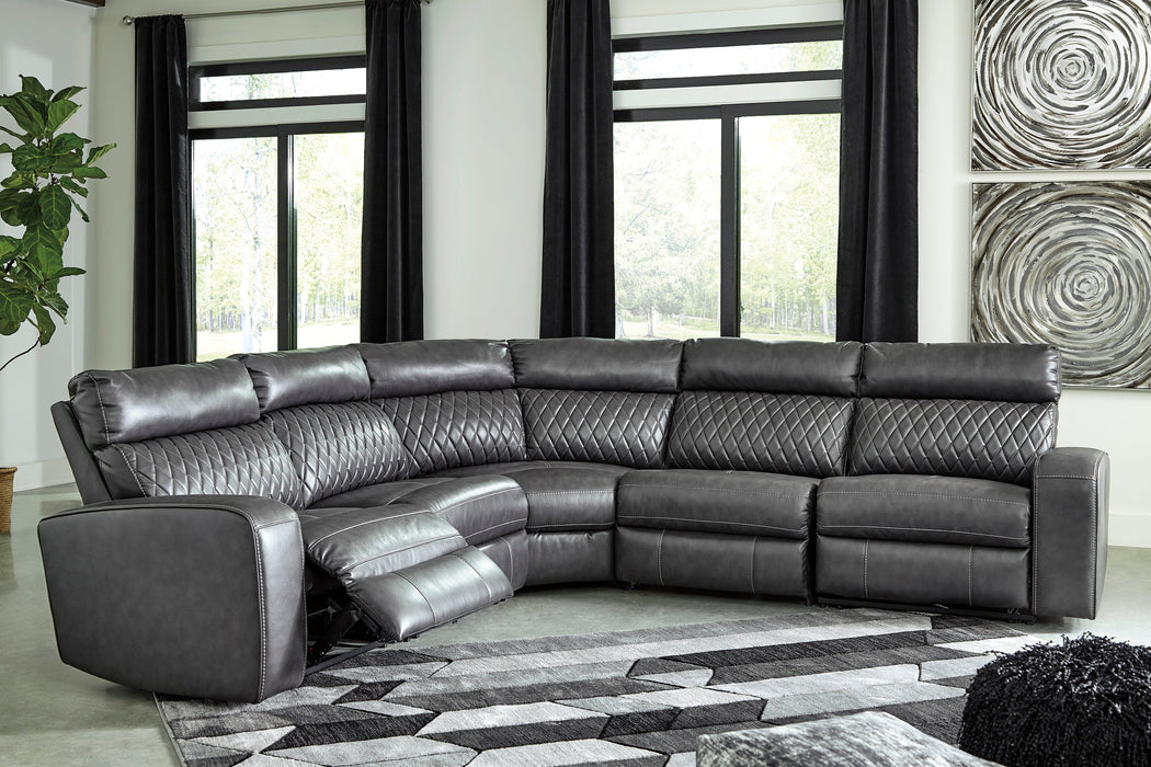 Samperstone Gray LAF Power Reclining Sectional - Gate FurnitureSectional