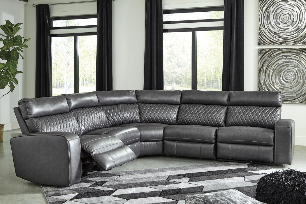 Samperstone Gray LAF Power Reclining Sectional - Gate FurnitureSectional