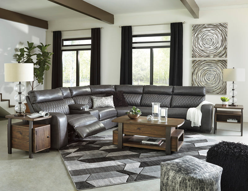 Samperstone Gray LAF Power Reclining Sectional - Lara FurnitureSectional