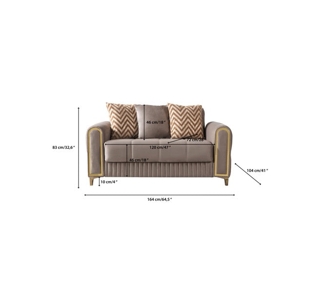 Sandra Coffee Velvet Sofa 88" & Loveseat 64" - SANDRACOFFEE-SL
