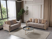 Sandra Coffee Velvet Sofa 88" & Loveseat 64" - SANDRACOFFEE-SL