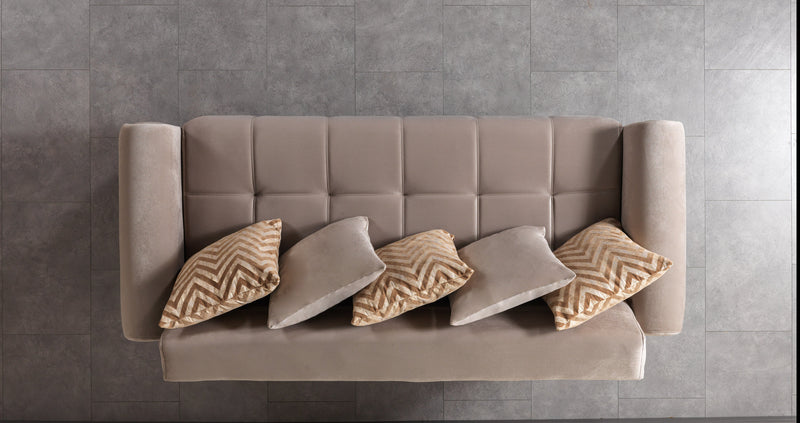 Sandra Coffee Velvet Sofabed 88" - SANDRACOFFEE-S