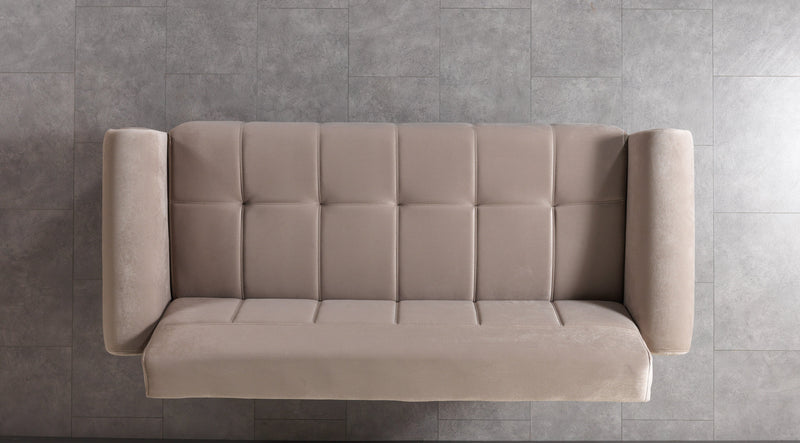 Sandra Coffee Velvet Sofabed 88" - SANDRACOFFEE-S