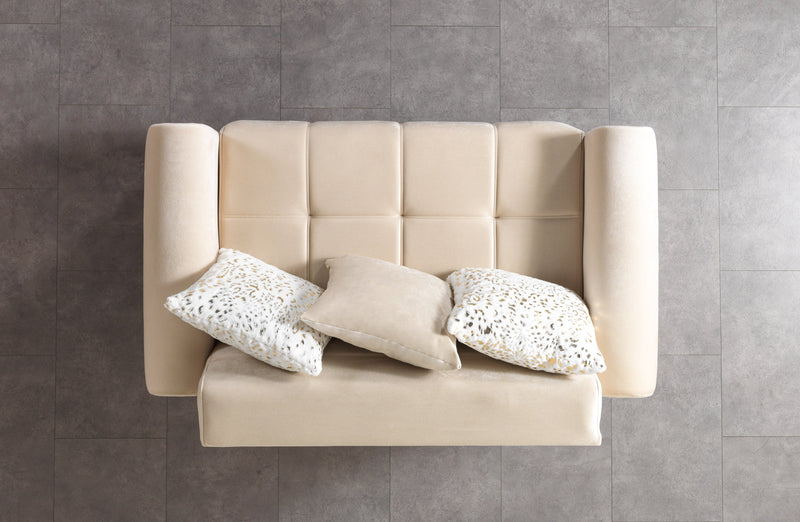 Sandra Ivory Velvet Loveseat 64.5" - SANDRAIVORY-L