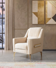 Sandra Ivory Velvet Sofa 88" & Loveseat 64" - SANDRAIVORY-SL