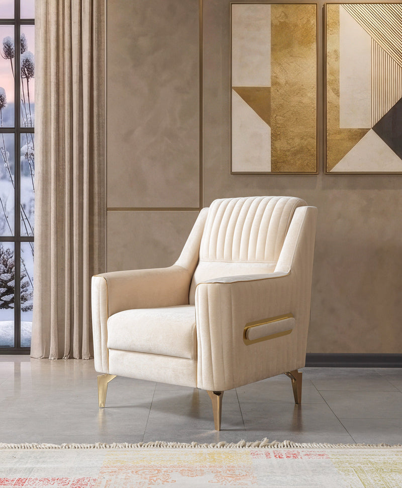 Sandra Ivory Velvet Sofa 88" & Loveseat 64" - SANDRAIVORY-SL