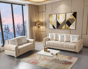 Sandra Ivory Velvet Sofa 88" & Loveseat 64" - SANDRAIVORY-SL