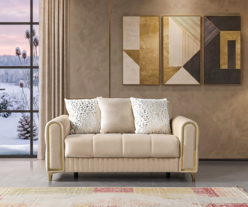 Sandra Ivory Velvet Sofa 88" & Loveseat 64" - SANDRAIVORY-SL