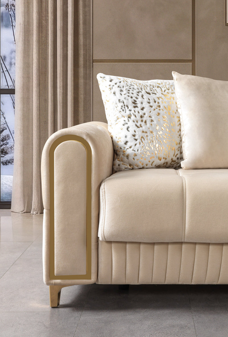 Sandra Ivory Velvet Sofa 88" & Loveseat 64" - SANDRAIVORY-SL