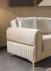 Sandra Ivory Velvet Sofa 88" & Loveseat 64" - SANDRAIVORY-SL