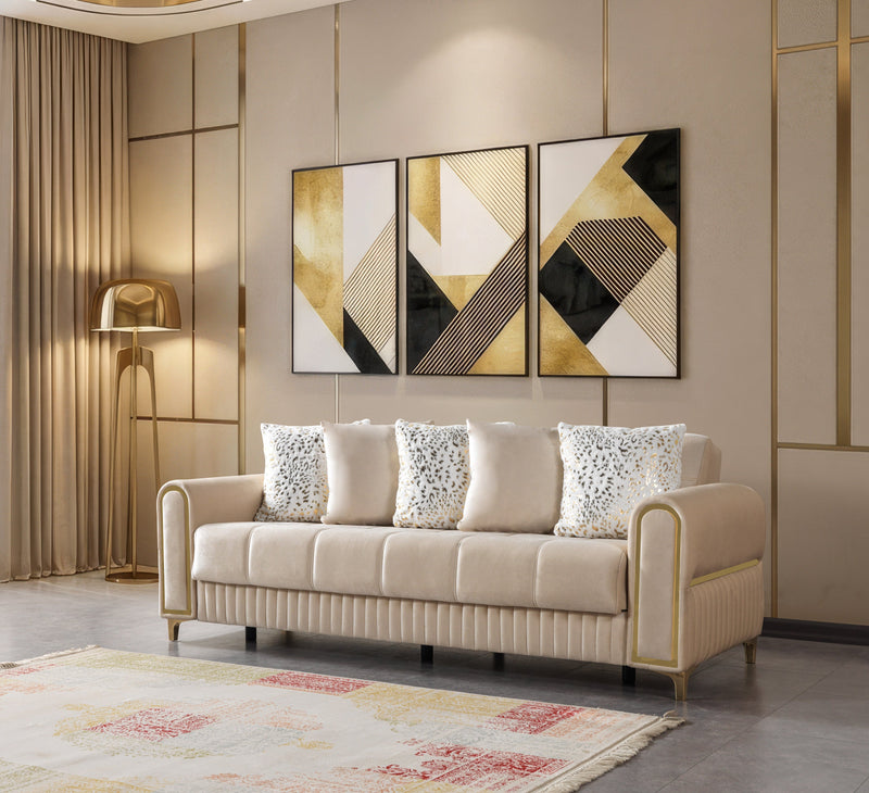 Sandra Ivory Velvet Sofabed 88" - SANDRAIVORY-S