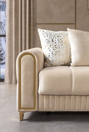 Sandra Ivory Velvet Sofabed 88" - SANDRAIVORY-S