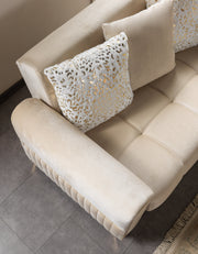 Sandra Ivory Velvet Sofabed 88" - SANDRAIVORY-S