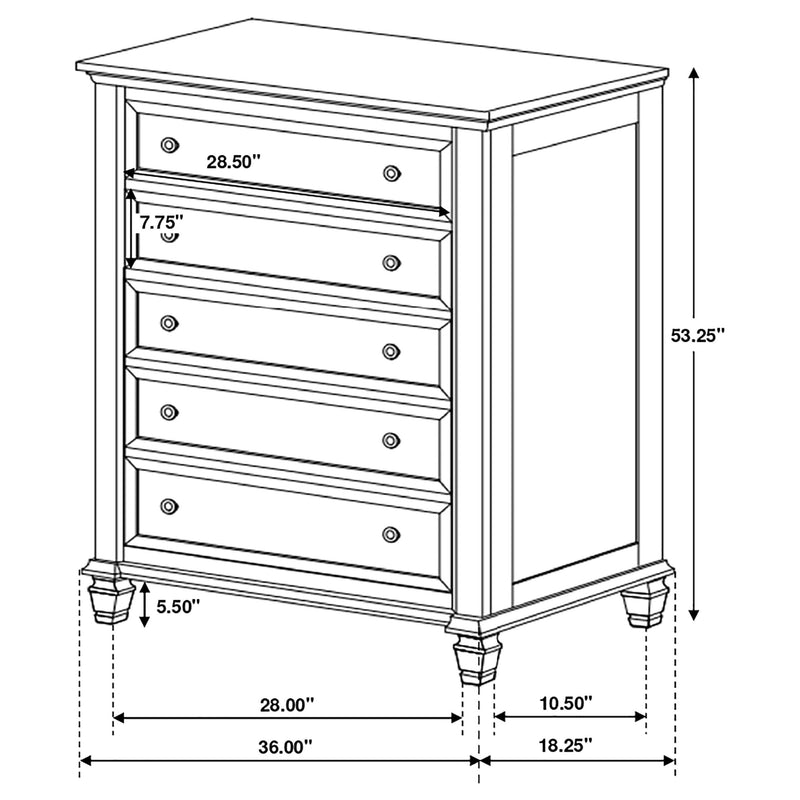 Sandy Beach 5-piece Eastern King Bedroom Set Cream White - 201301KEN-S5