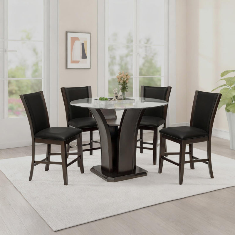 SANDY - Brown 5PC Round Pub Set, Table and 4 Chairs - D534-5PC-Set