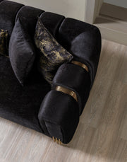 Santana Black Velvet Sofa & Loveseat [ETA: 5/16] - Lara FurnitureLiving Room Set
