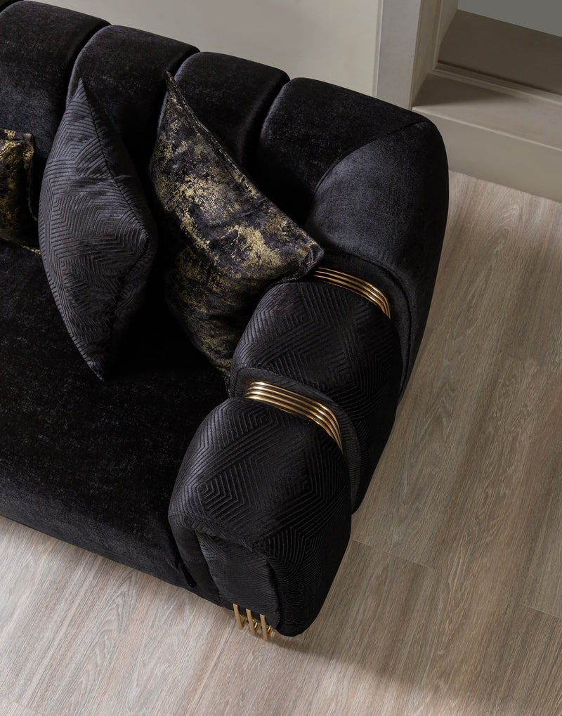 Santana Black Velvet Sofa & Loveseat [ETA: 5/16] - Lara FurnitureLiving Room Set