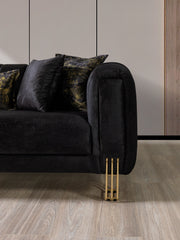 Santana Black Velvet Sofa & Loveseat [ETA: 5/16] - Lara FurnitureLiving Room Set