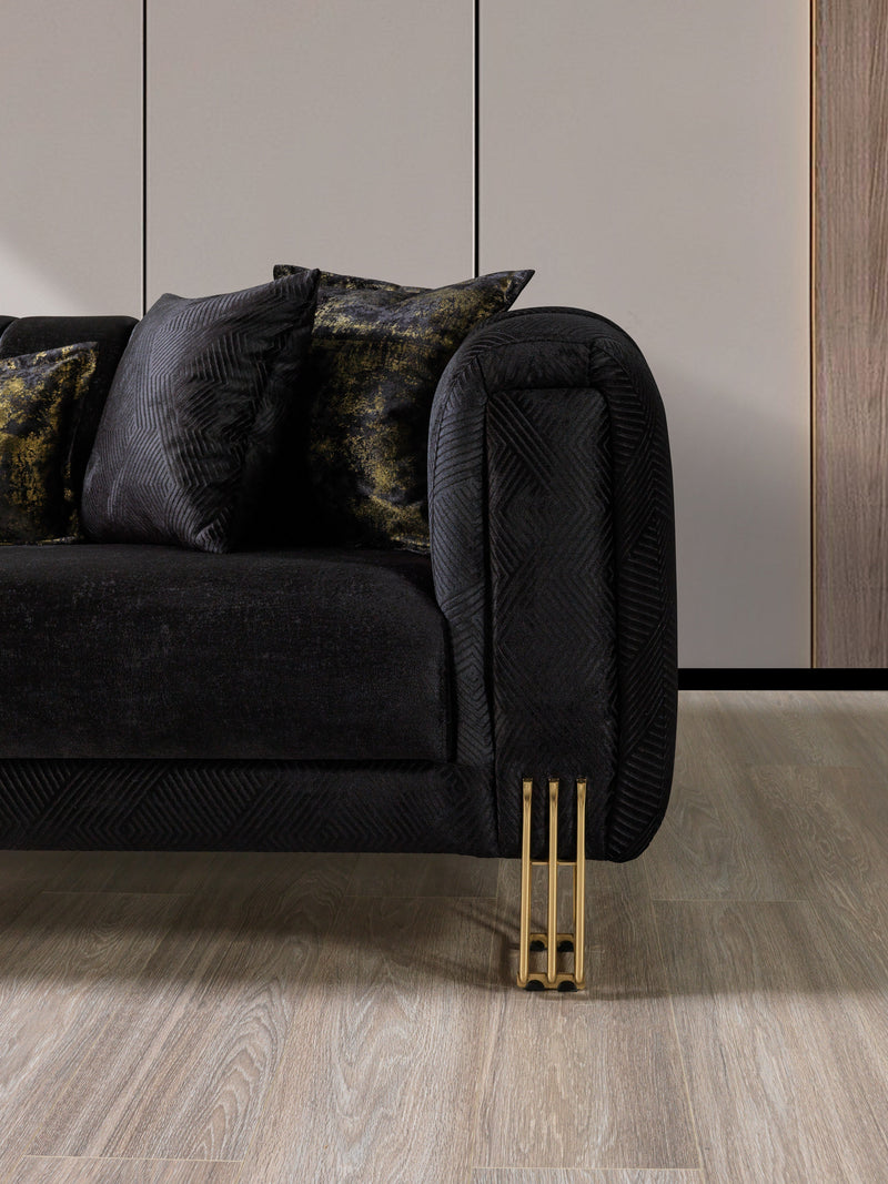 Santana Black Velvet Sofa & Loveseat [ETA: 5/16] - Lara FurnitureLiving Room Set