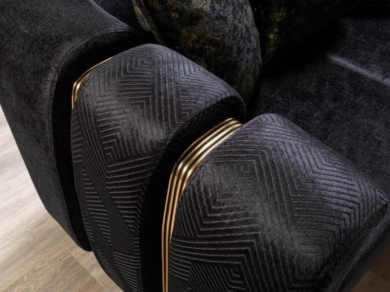 Santana Black Velvet Sofa & Loveseat [ETA: 5/16] - Lara FurnitureLiving Room Set