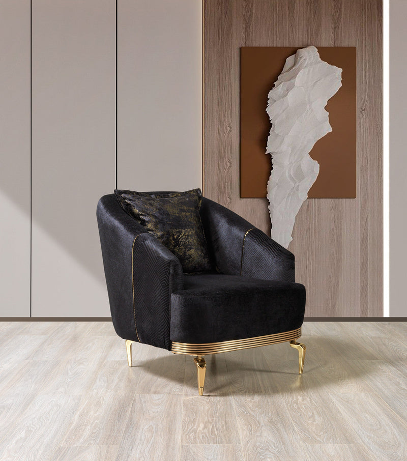 Santana Black Velvet Sofa & Loveseat [ETA: 5/16] - Lara FurnitureLiving Room Set