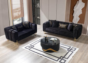 Santana Black Velvet Sofa & Loveseat [ETA: 5/16] - Lara FurnitureLiving Room Set