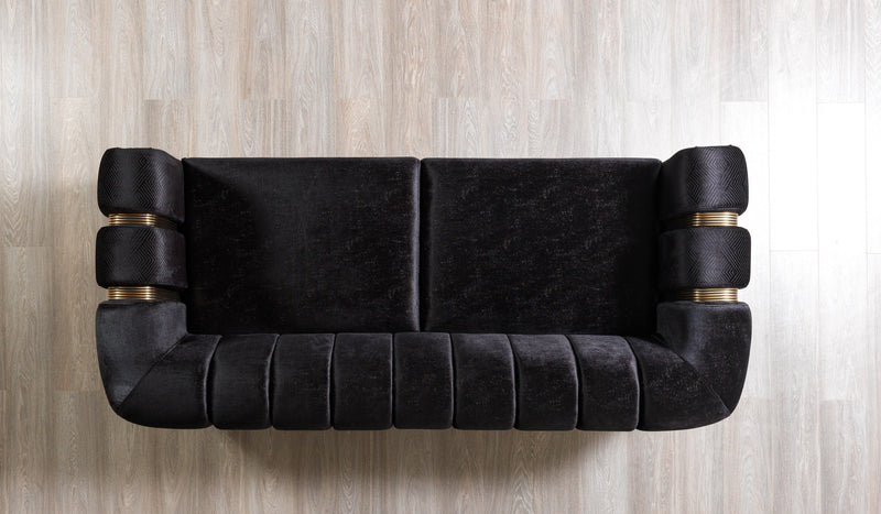 Santana Black Velvet Sofa & Loveseat [ETA: 5/16] - Lara FurnitureLiving Room Set