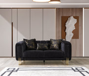 Santana Black Velvet Sofa & Loveseat [ETA: 5/16] - Lara FurnitureLiving Room Set