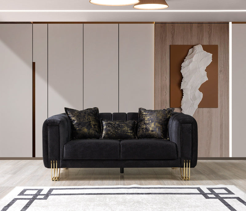 Santana Black Velvet Sofa & Loveseat [ETA: 5/16] - Lara FurnitureLiving Room Set