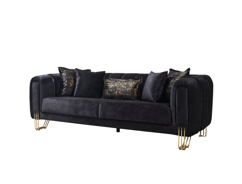 Santana Black Velvet Sofa & Loveseat [ETA: 5/16] - Lara FurnitureLiving Room Set