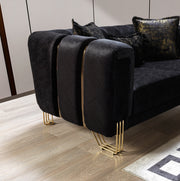 Santana Black Velvet Sofa & Loveseat [ETA: 5/16] - Lara FurnitureLiving Room Set