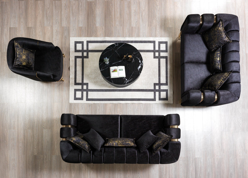 Santana Black Velvet Sofa & Loveseat [ETA: 5/16] - Lara FurnitureLiving Room Set