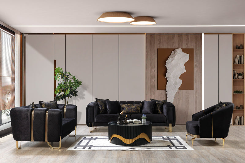 Santana Black Velvet Sofa - SANTANABLACK-S