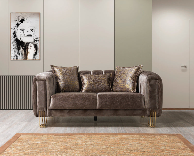 Santana Coffee Velvet Sofa & Loveseat - SANTANACOFFEE-SL