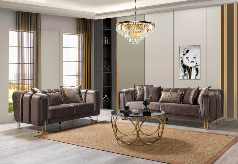 Santana Coffee Velvet Sofa & Loveseat - SANTANACOFFEE-SL