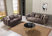 Santana Coffee Velvet Sofa & Loveseat - SANTANACOFFEE-SL