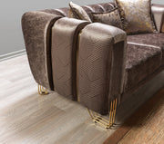 Santana Coffee Velvet Sofa & Loveseat - SANTANACOFFEE-SL