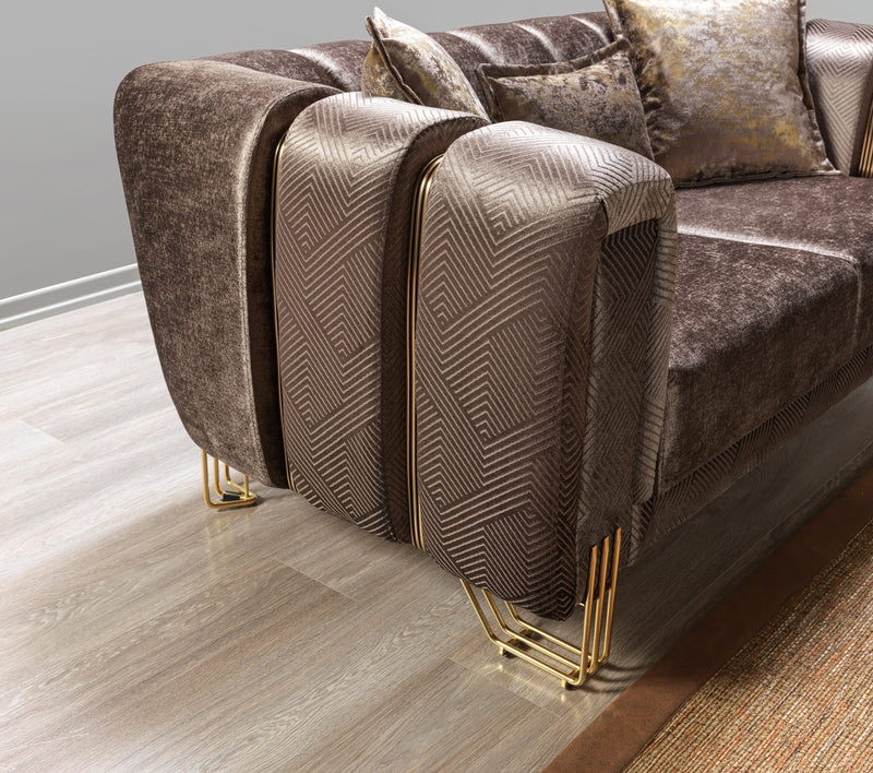 Santana Coffee Velvet Sofa & Loveseat - SANTANACOFFEE-SL