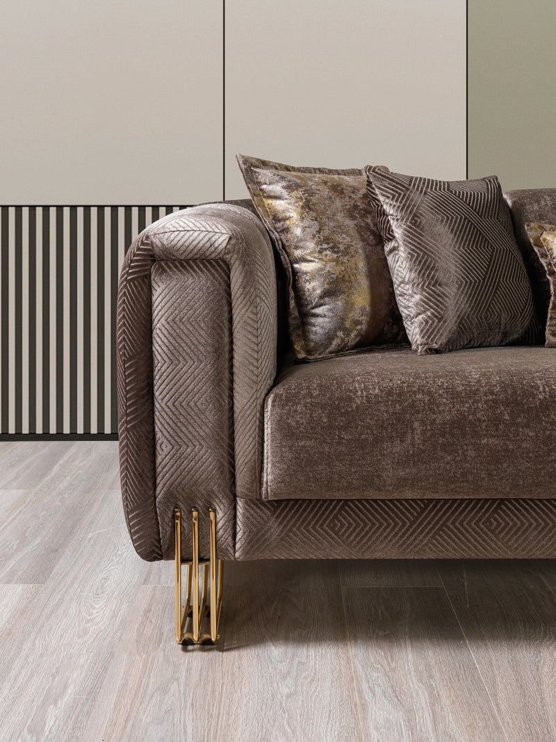 Santana Coffee Velvet Sofa & Loveseat - SANTANACOFFEE-SL