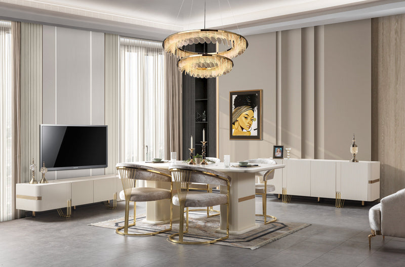 Santana Ivory 7-Piece Dining Set [ETA: 4/22] - SANTANA DS-7PC